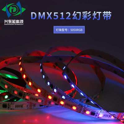 DMX512-60灯可编程控制灯带RGB12mm宽户外亮化装饰柔性跑马灯