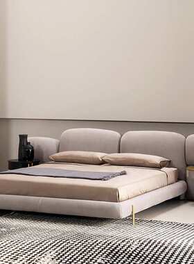 石头床磨砂布简约主卧轻奢主卧室别墅双人1.8米baxt宽屏设计师M床