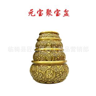 纯铜实心沈万三聚宝盆铜招财摆件聚财铜盆家用存钱罐铜缸旺财开运