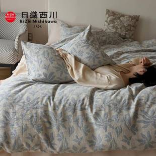 轻奢复古100支全棉磨毛床上四件套加厚色织提花被套床单春夏用品4