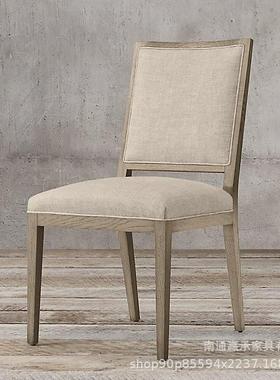 外贸RH原单家具别墅法式乡村复古实木成人餐椅现代轻奢简约书椅