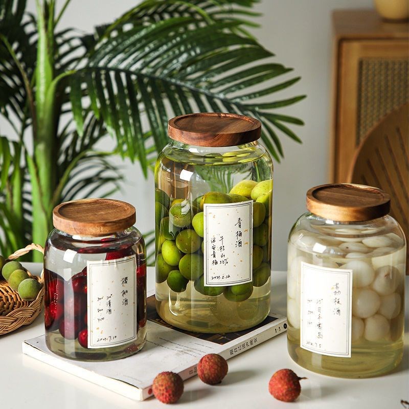 日式泡酒玻璃瓶大容量人参泡酒罐家用带盖杨梅酒青梅酿酒格坤