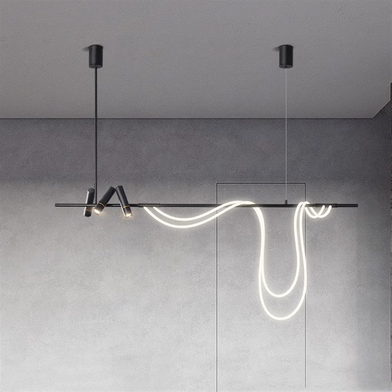 设计师线条艺术餐厅岛台吧台吊灯售楼部异形弧线条展厅软装吊灯具
