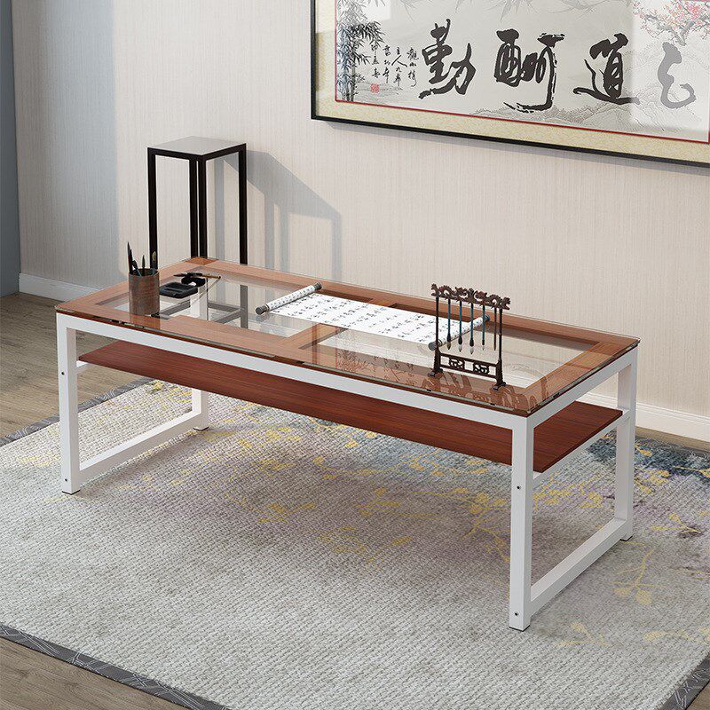 中式练字桌简约木双层简易书案书法书画桌书法写字台台桌子