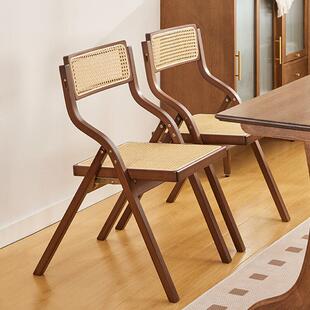 曲天下竹子藤编折叠椅家用休闲靠背椅餐椅简约吃饭椅舒适学习软椅