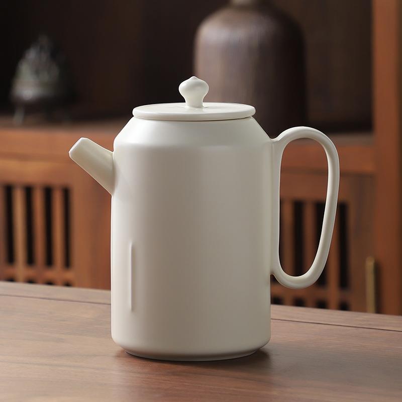 陶瓷奶油风云峰手握壶纯色简约日式大容量茶壶茶具泡茶器单壶