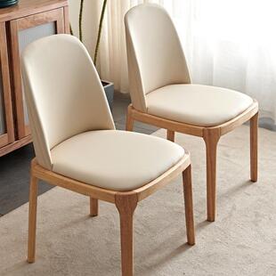 全实木餐椅简约现代家用餐桌椅子北欧意式轻奢软包凳子靠背八角椅