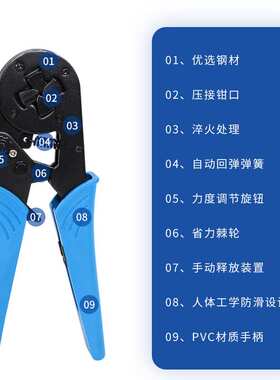 HSC8 16-4压线钳自调式VE管型压接钳针形冷压端子四边4-16mm平方