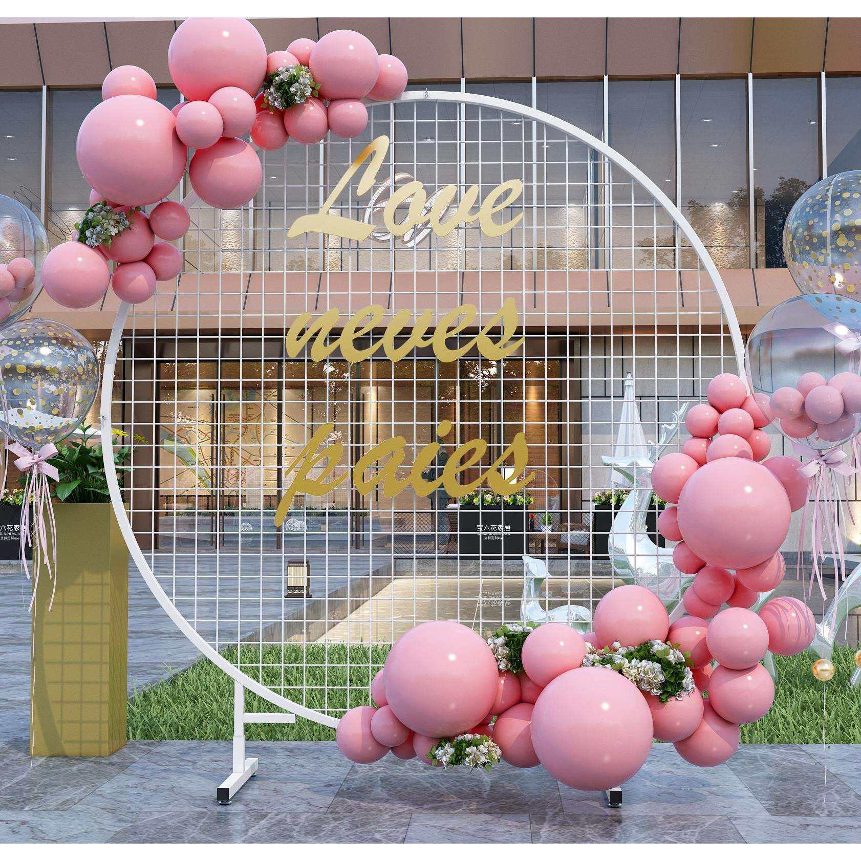 圆形立式网格展示架婚庆饰品促销展会幼儿园作品商超货架照片挂架