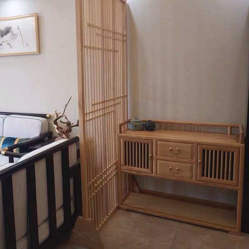 新中式实木储物柜玄关置物架客厅入户案台白蜡木门厅玄关柜餐边柜