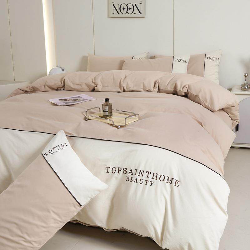 轻奢长绒棉加厚磨毛刺绣四件套纯棉床单被套全棉床上用品