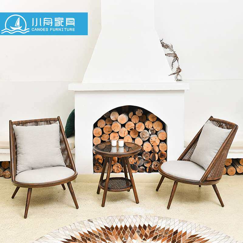 阳台休闲桌椅藤椅 三件套茶桌椅组合茶几椅子现代轻奢阳台休闲椅