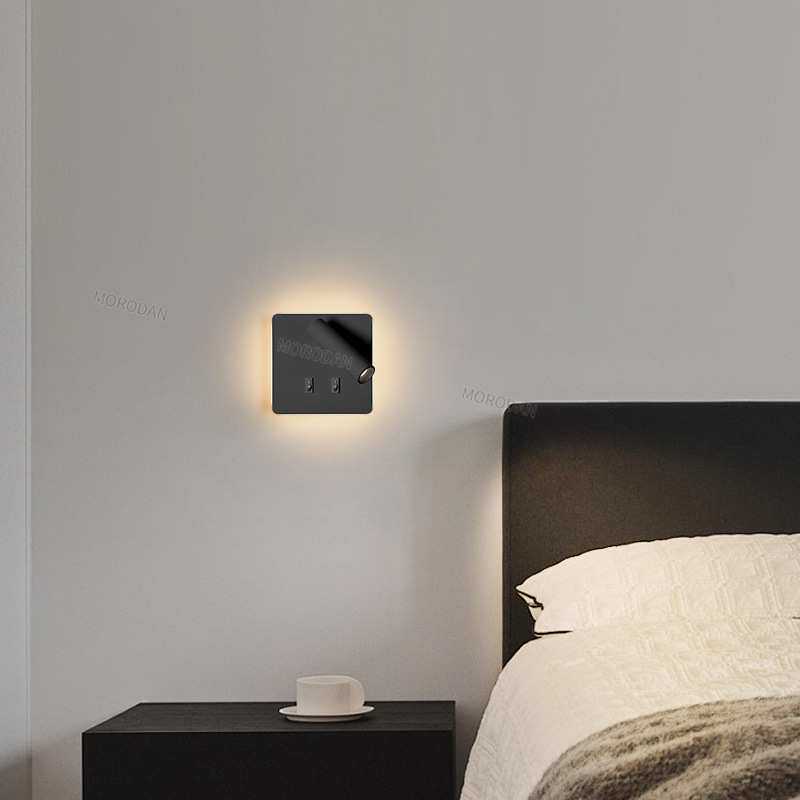 现代简约酒店客房卧室床头灯客厅书房阅读灯嵌入式护眼可旋转壁灯