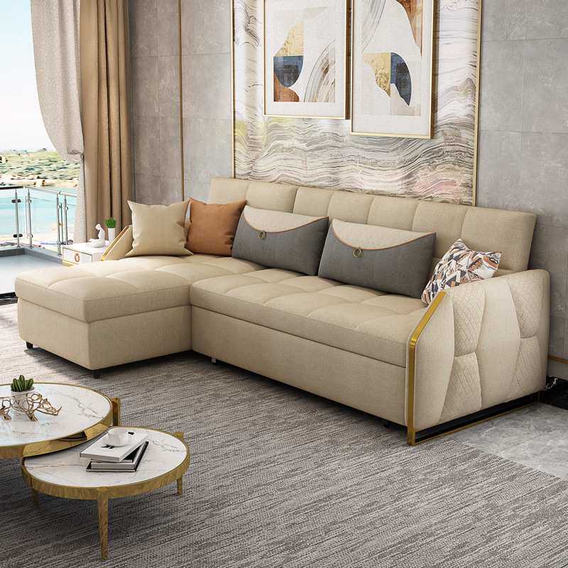 轻奢实木沙发床折叠两用可储物客厅卧室小户型布艺沙发床