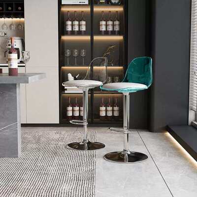 M&M&亚克力吧台椅家用高脚凳透明高凳子酒吧升降椅子靠背前台收银