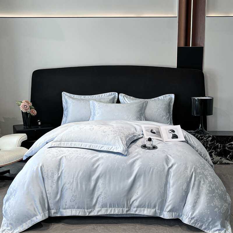 2025款水洗真丝天丝提花四件套家用床品柔软舒适床单款床笠款透气