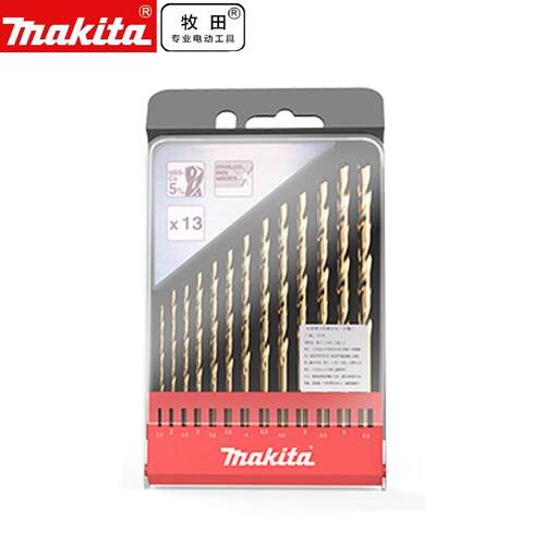 牧田13支套装1.5mm-6.5mm镀钛麻花钻头D-43577多功能电钻超硬