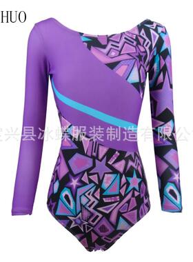 LIUHUO竞技服健美体操艺术大众啦啦操表演比赛技巧服紫色BD979