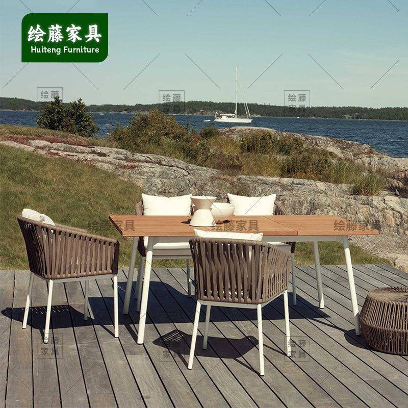 休闲户外餐桌椅别墅室外庭院花园露台桌椅组合阳台餐厅样板房家具