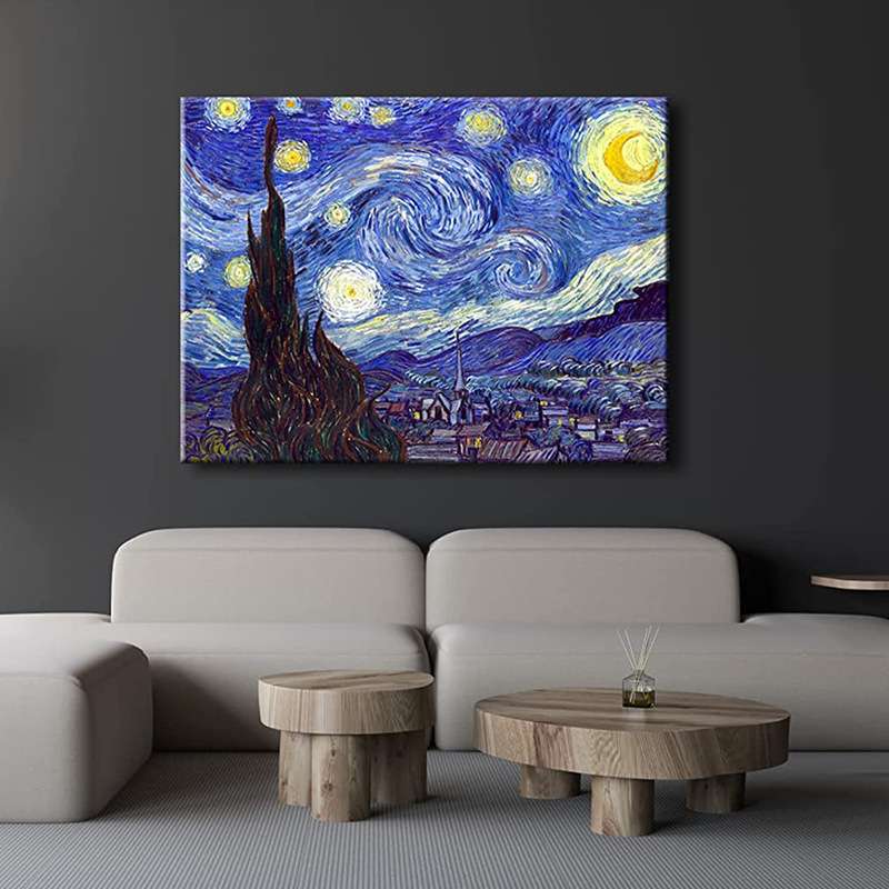 梵高名画新合辑梵高装饰画无框板画向日葵星月夜丰收星空客厅书房
