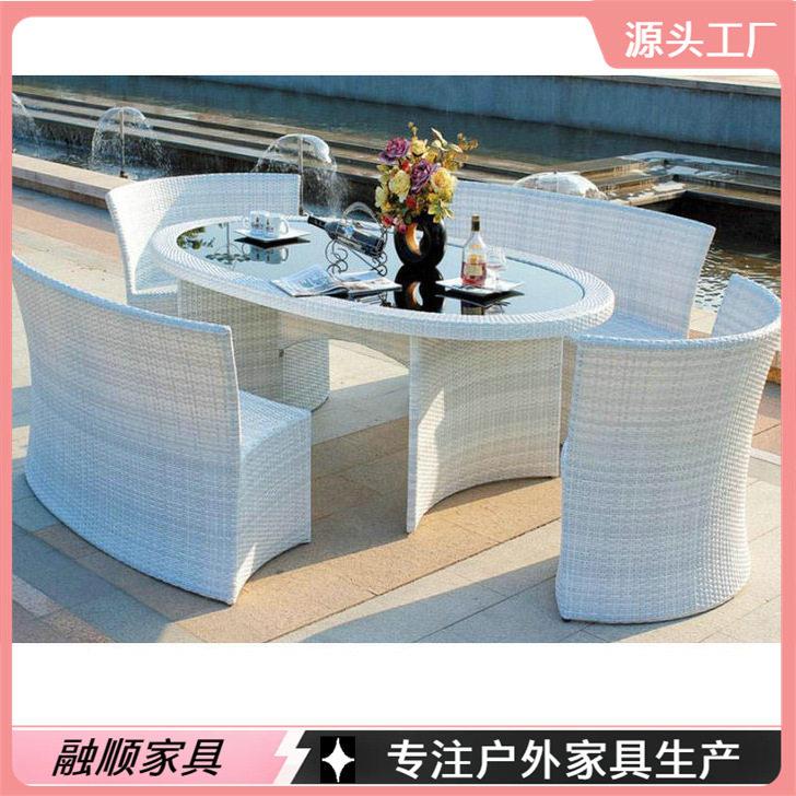 户外藤编餐桌椅组合庭院花园桌椅仿藤家具阳台桌椅酒店西餐厅桌椅