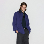 Deep Rain巴恩风复古做旧撞色拼接多口袋简约翻领工装 夹克