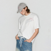 Deep Rain简约手绘棕榈树签名印花设计感宽松休闲短袖 T恤