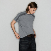 复古水洗做旧短袖 Deep Rain解构拼接设计感纯竹节棉美式 T恤