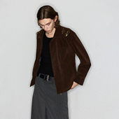 Deep Rain麂皮绒美式 结构拼接飞机扣复古翻领潮牌夹克