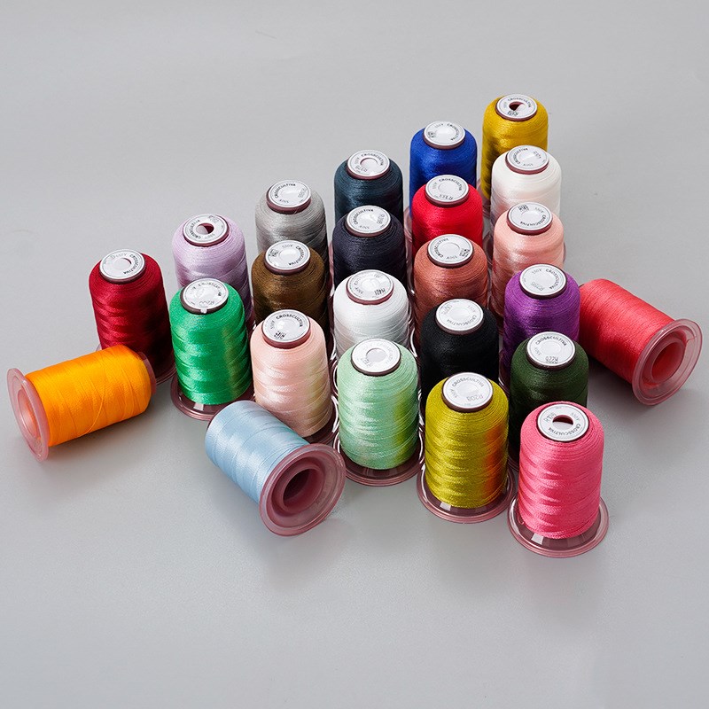 24色120D高亮涤纶绣花线套装550码 家用彩色手工刺绣线电脑绣花线