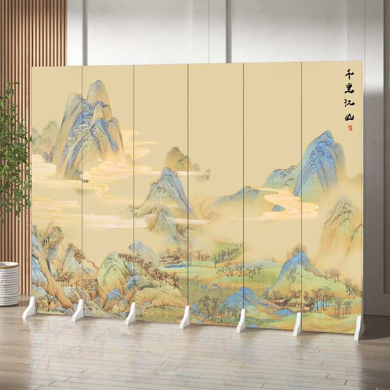 新中式屏风隔断客厅玄关房间遮挡入户简约布艺移动家用折叠座屏