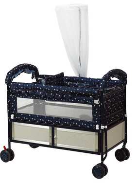 婴儿床推床布艺小推车童床宝宝铁床上用品餐座椅可加长bb床储物层