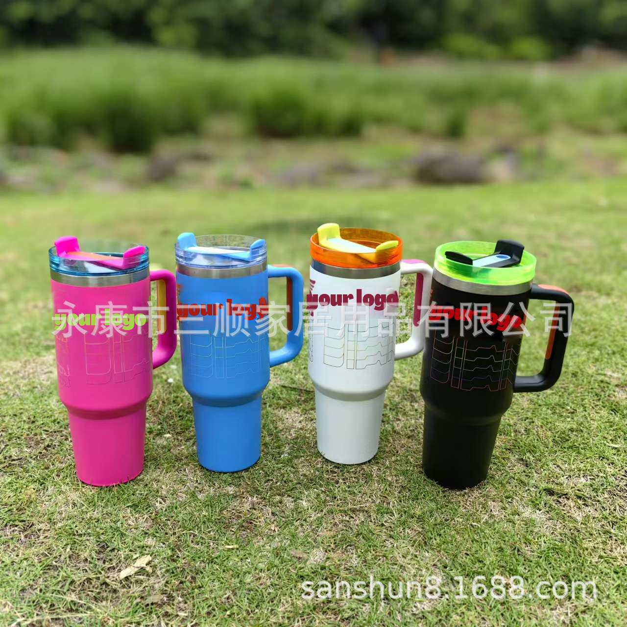2024撞色心电图手柄汽车杯40oz不锈钢304保温杯带吸管车载保冷冰