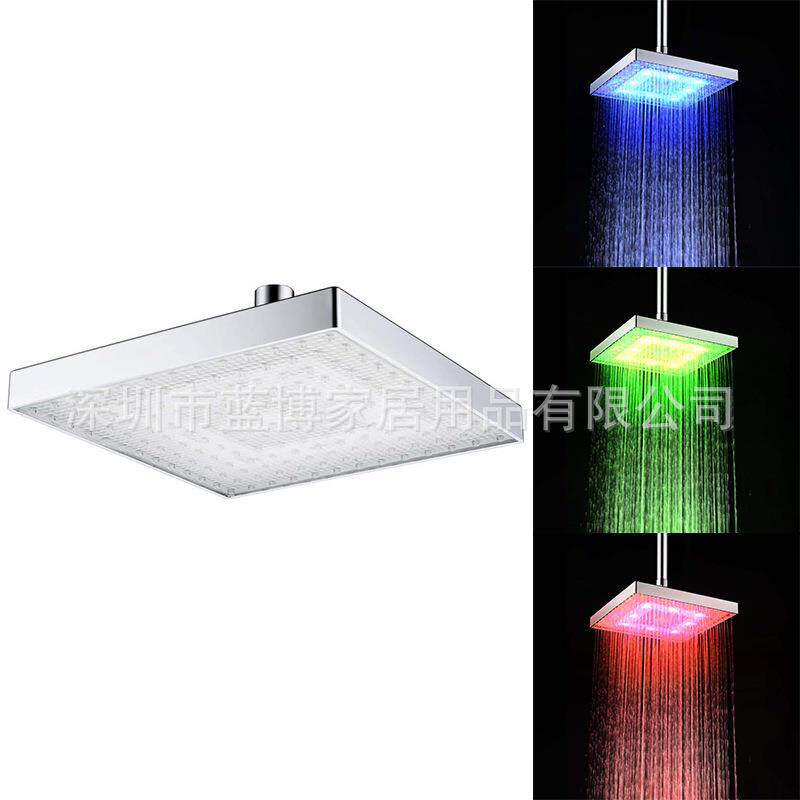 8寸变色顶喷ABS方形LED顶喷七彩/感温三色淋浴顶喷8030-C1