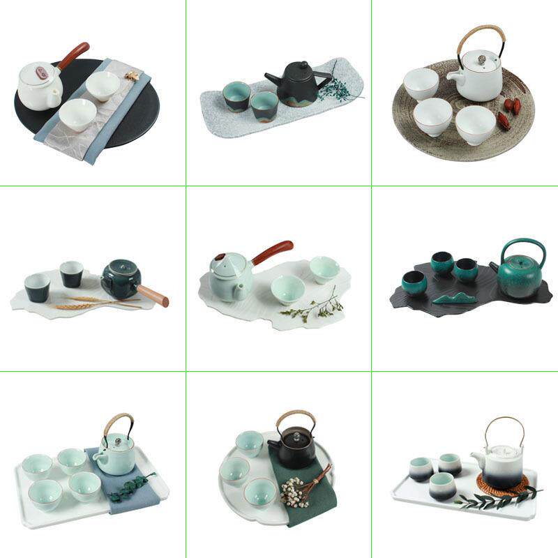 轻奢陶瓷工艺品摆件样板房软装饰新中式创意组合茶几摆件书房茶具