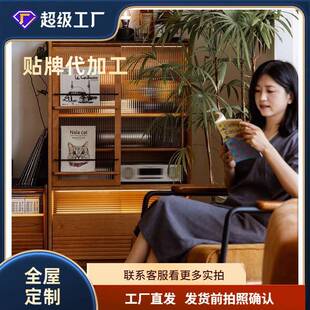 留岩边柜电视柜旁储物柜客厅樱桃木收纳柜靠墙实木柜子置物柜