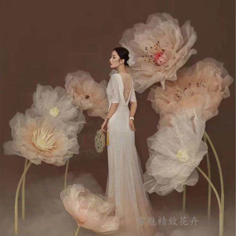 加密路引手工成品纸花丝网真丝纱花橱窗装饰拍摄道具婚庆婚礼布置