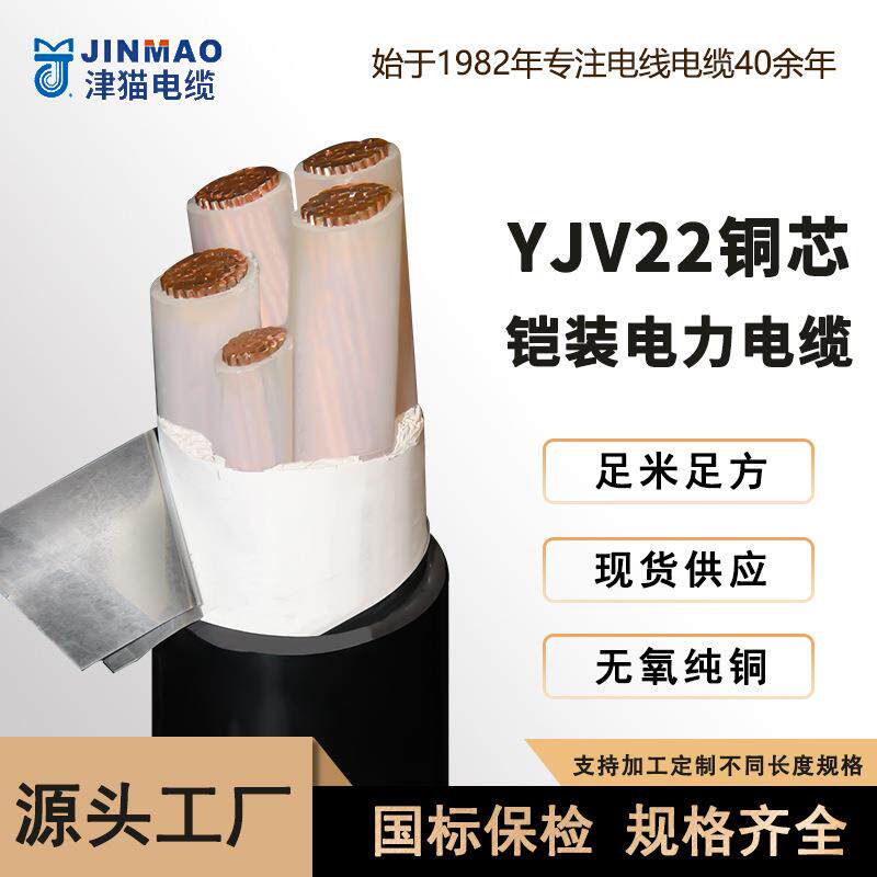 天津小猫YJV22国标电缆线铜芯带铠装电力电缆阻燃4+1芯