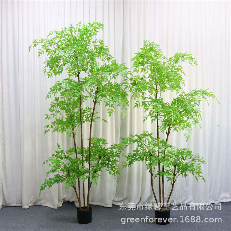 仿真植物南天竹落地盆栽仿生绿植摆件客厅沙发边家居装饰盆景假树