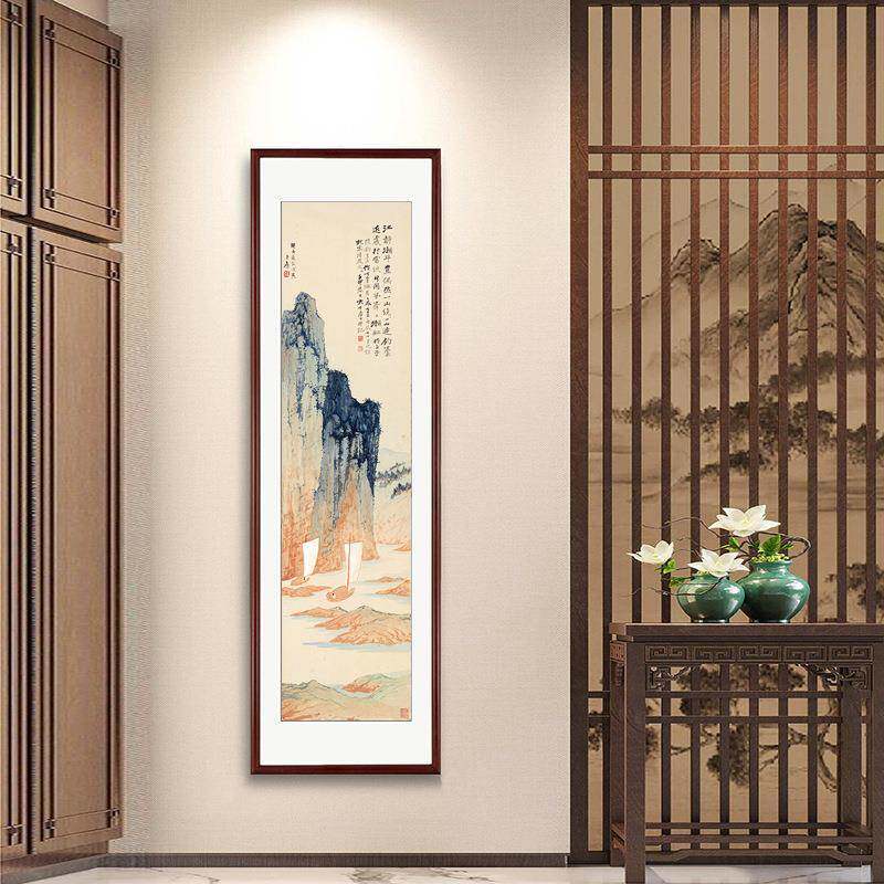 玄关装饰画客厅沙发背景山水画办公室书房挂画新中式国画竖幅壁画
