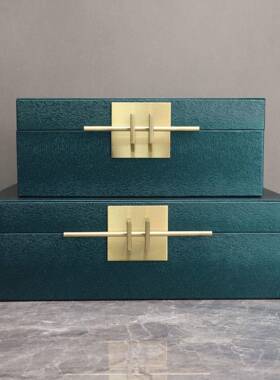 中式深绿色收纳盒饰品储物盒样板房电视柜电视柜客厅软装饰品摆件