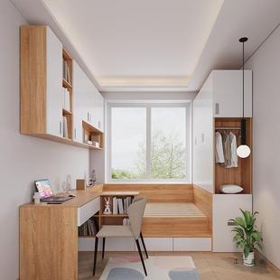 小户型榻榻米床衣柜一体省空间高箱带书桌转角吊柜组合储物床定