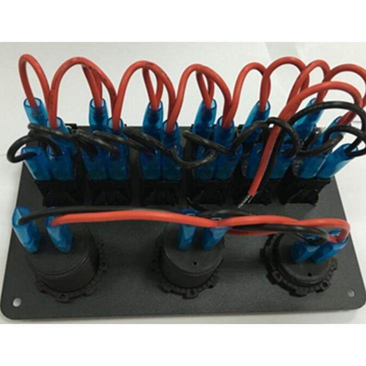 5pin6位翘板开关双灯12VDC电源母座3.1A双USB充电器三合一组合