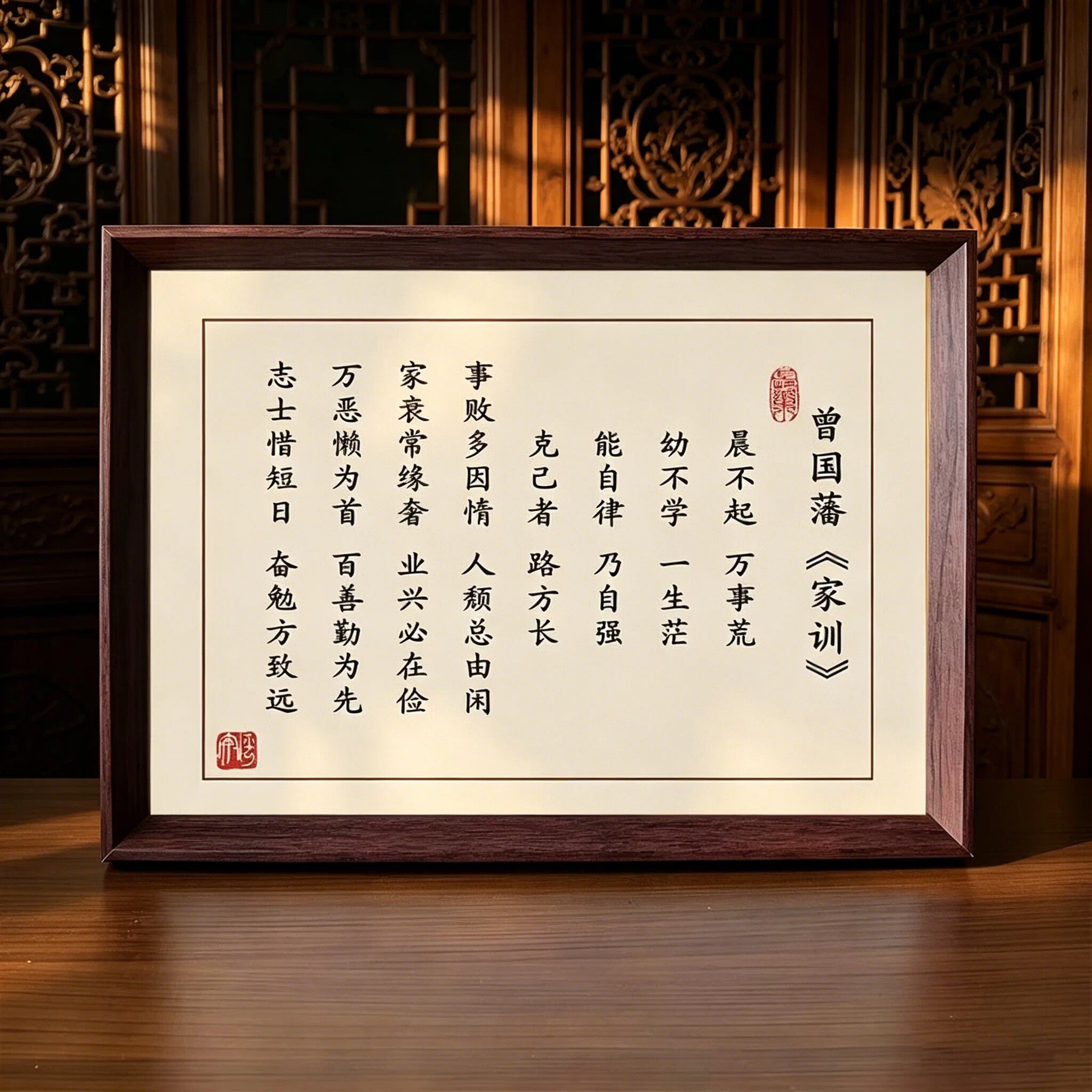曾国藩家训摆件家书相框新中式书法字画书房书桌卧室桌面摆台装饰