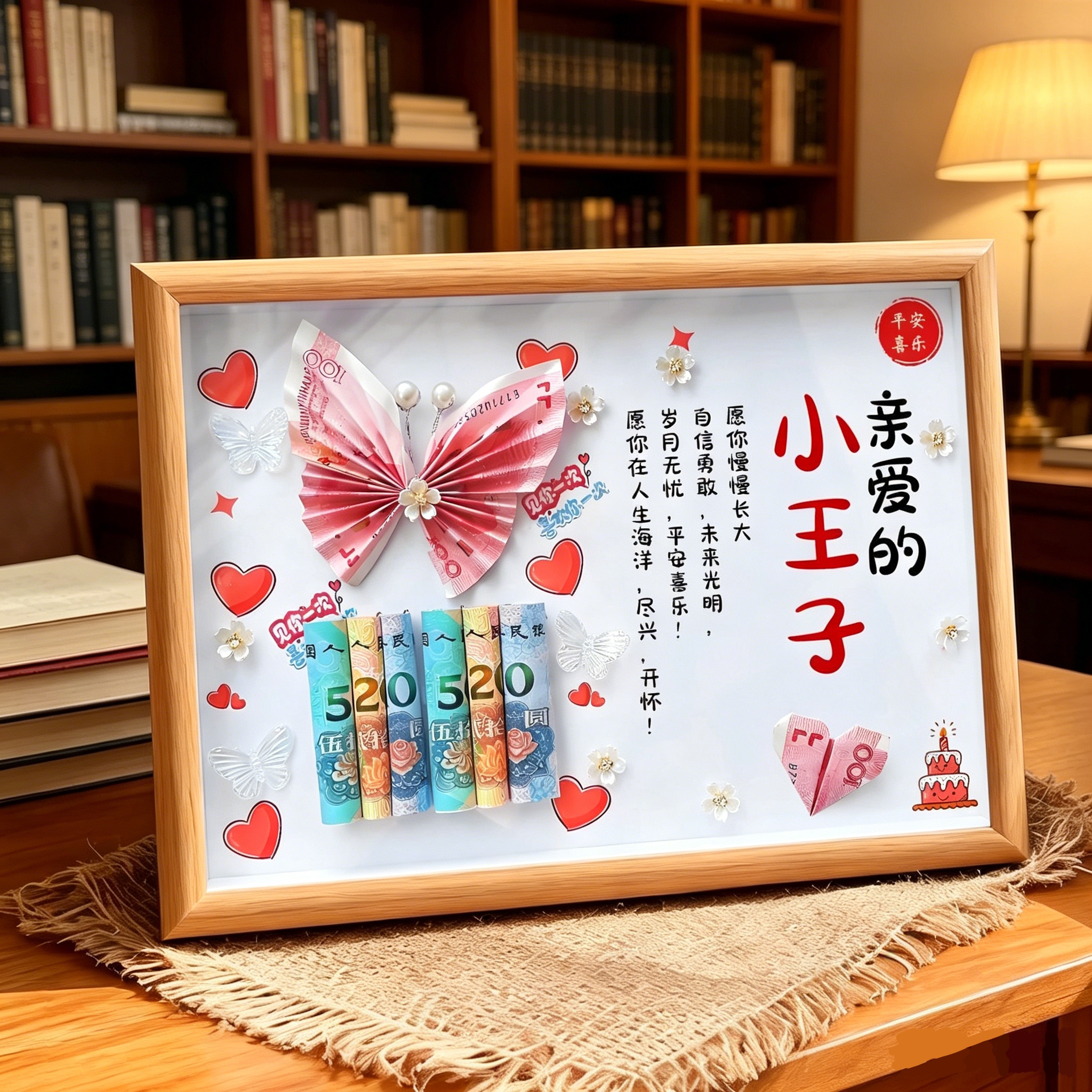 创意有钱花相框送女儿生日礼物仪式感成人礼摆件diy材料手工定制