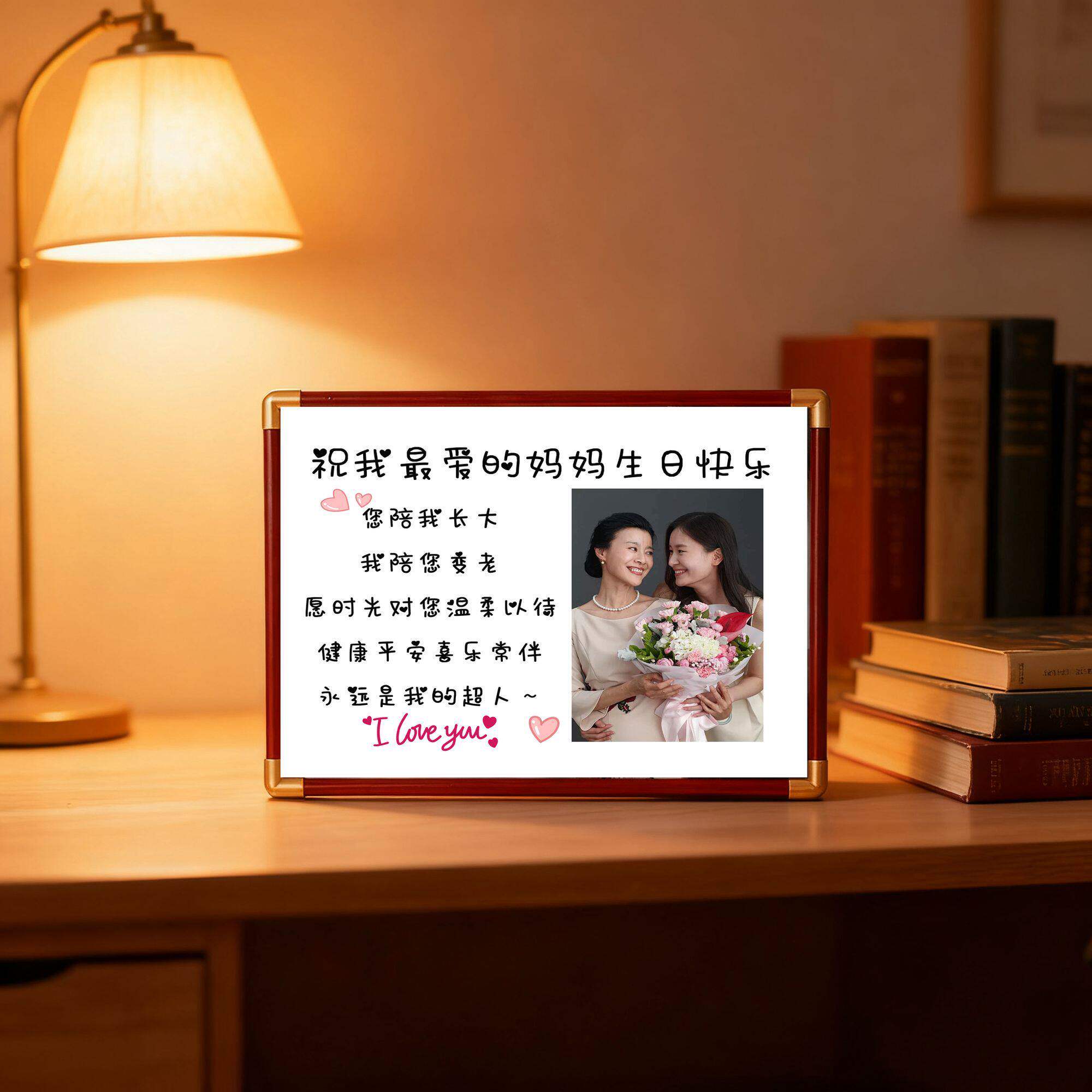 全家福仿铜角木桌相框定制摆台