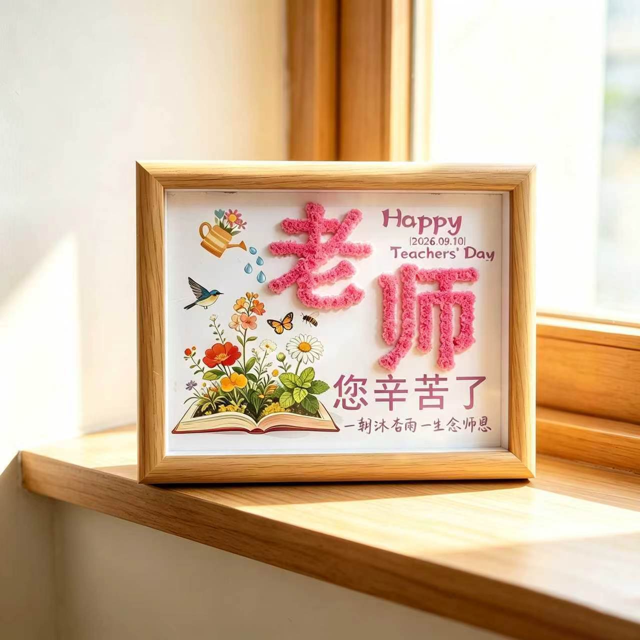 教师节送老师手工干花木制相框