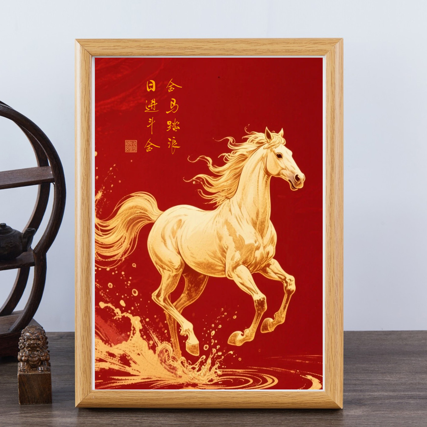 金马踏浪2026马到成功相框装饰画客厅入户玄关沙发背景墙挂画新款