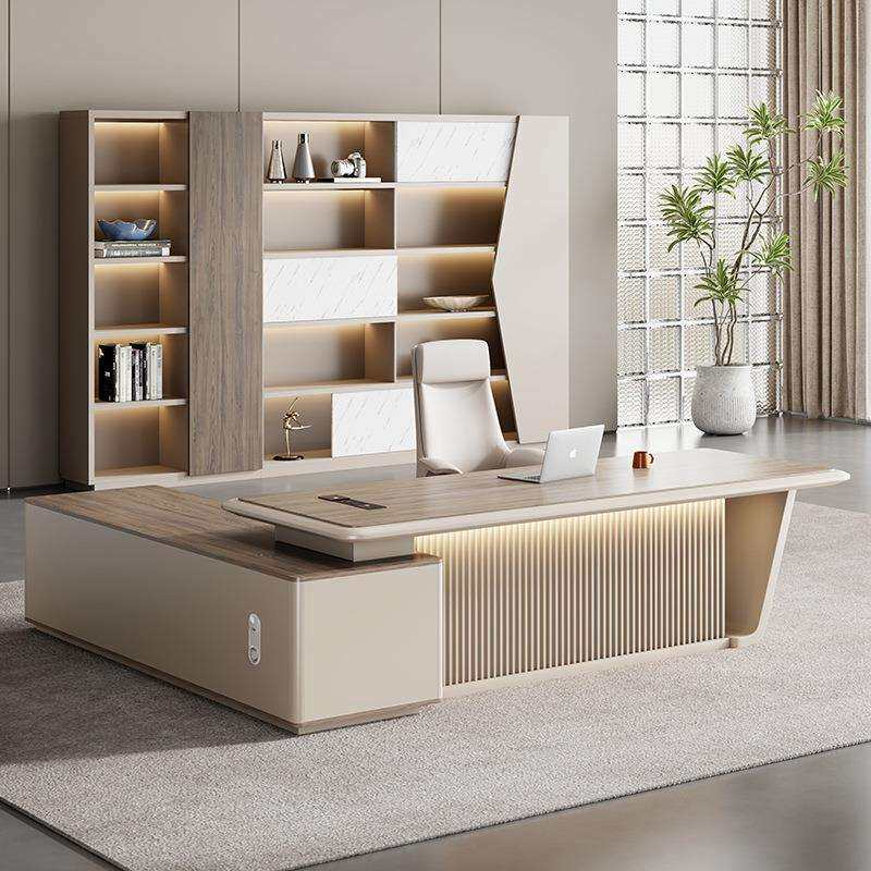 烤漆老板办公桌 简约现代轻奢大班台 办公室桌椅组合经理桌总裁桌