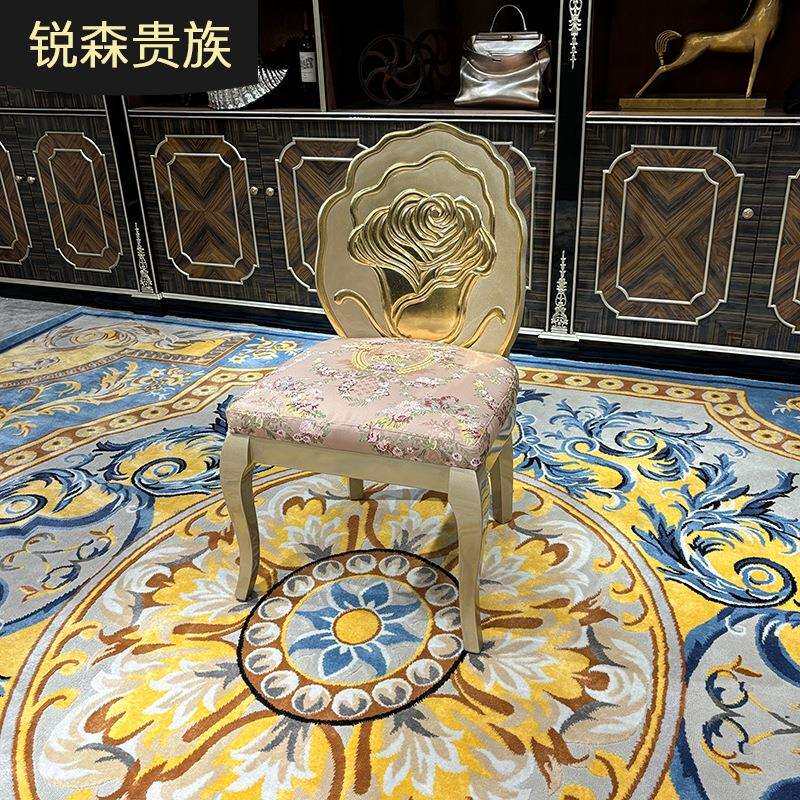 锐森贵族 法式实木梳妆凳 欧式布艺化妆凳卧室新古典香槟色梳妆凳